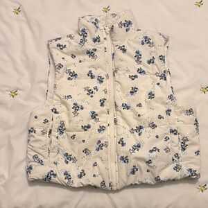 Blue and White Floral Vest